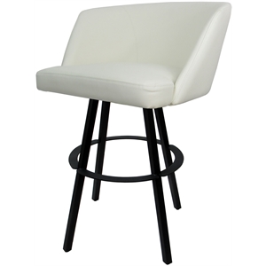 Swivel Metal Bar Stool 30&quot Seat - Joey - White Vinyl - Black Frame