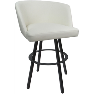 Swivel Metal Bar Stool 30&quot Seat - Joey - White Vinyl - Gray Frame