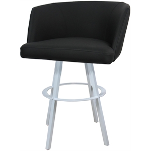 Swivel Metal Bar Stool 30&quot Seat - Joey - Black Vinyl - White