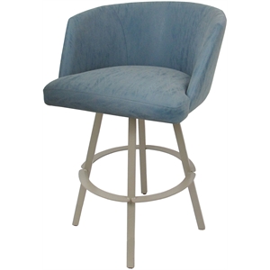 Swivel Metal Bar Stool 30&quot Seat - Joey - Topaz Blue Vinyl - Beige