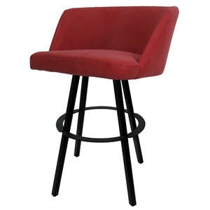 Swivel Metal Bar Stool 30&quot Seat - Joey - Ruby Vinyl Red - Black