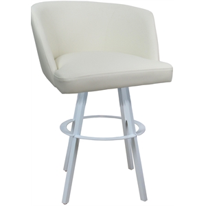 Extra Tall Bar Stool Swivel Metal 34&quot Seat - Joey - White Vinyl - White