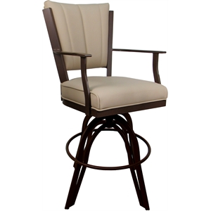 Leather Counter Swivel Metal Bar Stool Montana 26&quot Seat - Tan Leather on Brown