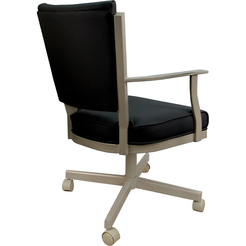 Leather Montana Dining Caster Chair Swivel Tilt - Black on Beige