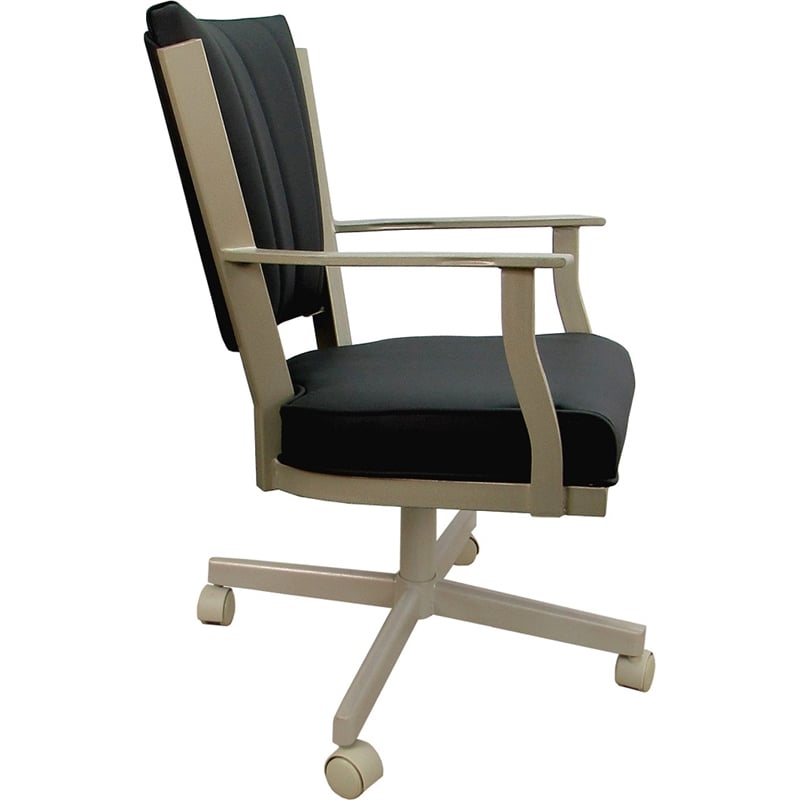 Leather Montana Dining Caster Chair Swivel Tilt - Black on Beige