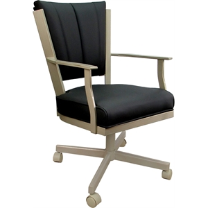 Leather Montana Dining Caster Chair Swivel Tilt - Black on Beige