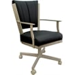 Leather Montana Dining Caster Chair Swivel Tilt - Black on Beige
