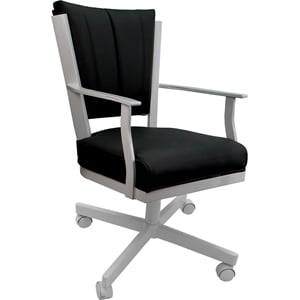 Leather Montana Dining Caster Chair Swivel Tilt - Black on White