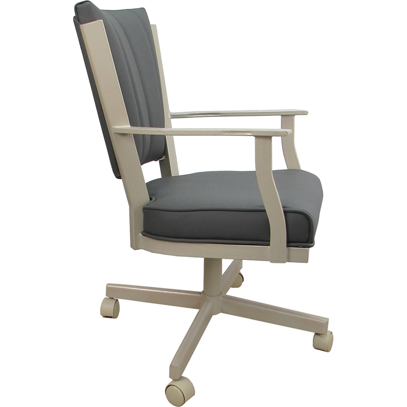 Leather Montana Dining Caster Chair Swivel Tilt - Gray on Beige