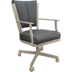 Leather Montana Dining Caster Chair Swivel Tilt - Gray on Beige
