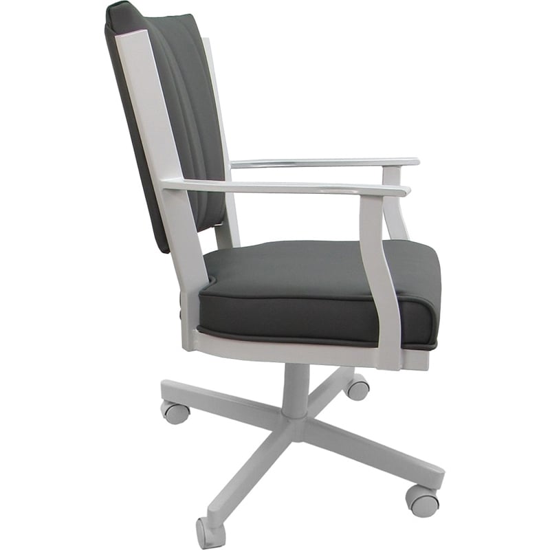 Leather Montana Dining Caster Chair Swivel Tilt - Gray on White