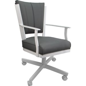 Leather Montana Dining Caster Chair Swivel Tilt - Gray on White
