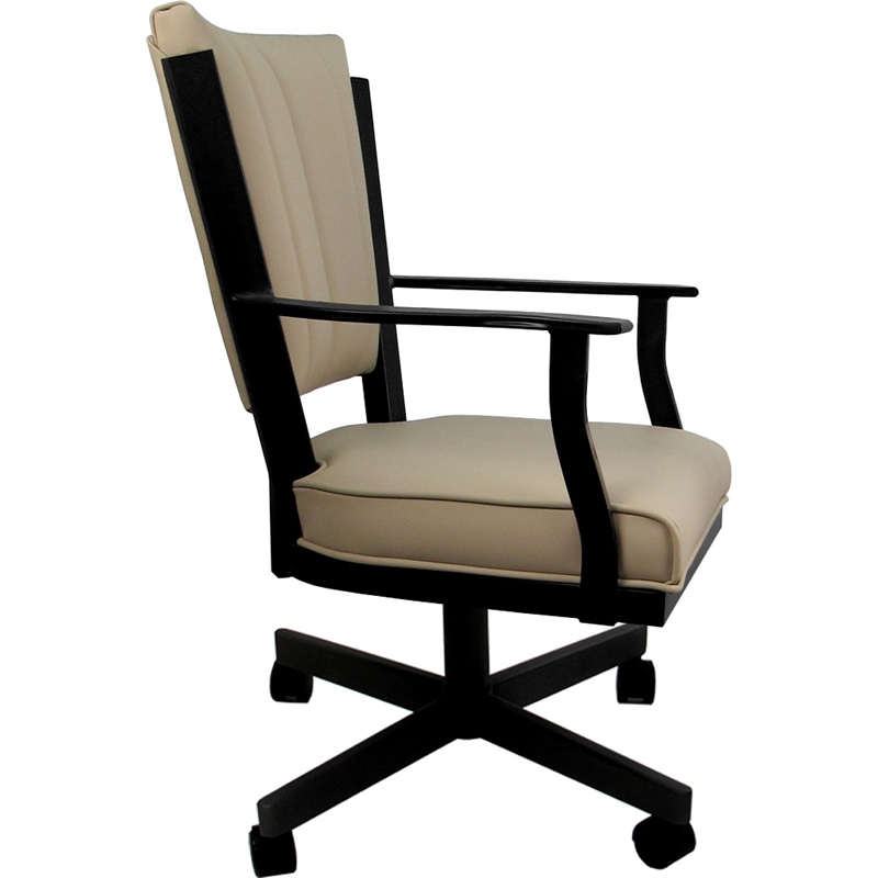 Leather Montana Dining Caster Chair Swivel Tilt - Tan on Black