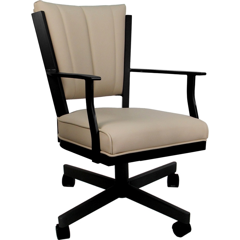Leather Montana Dining Caster Chair Swivel Tilt - Tan on Black