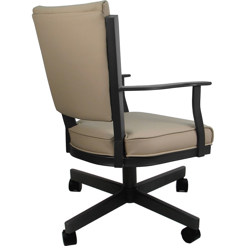 Leather Montana Dining Caster Chair Swivel Tilt - Tan on Grey