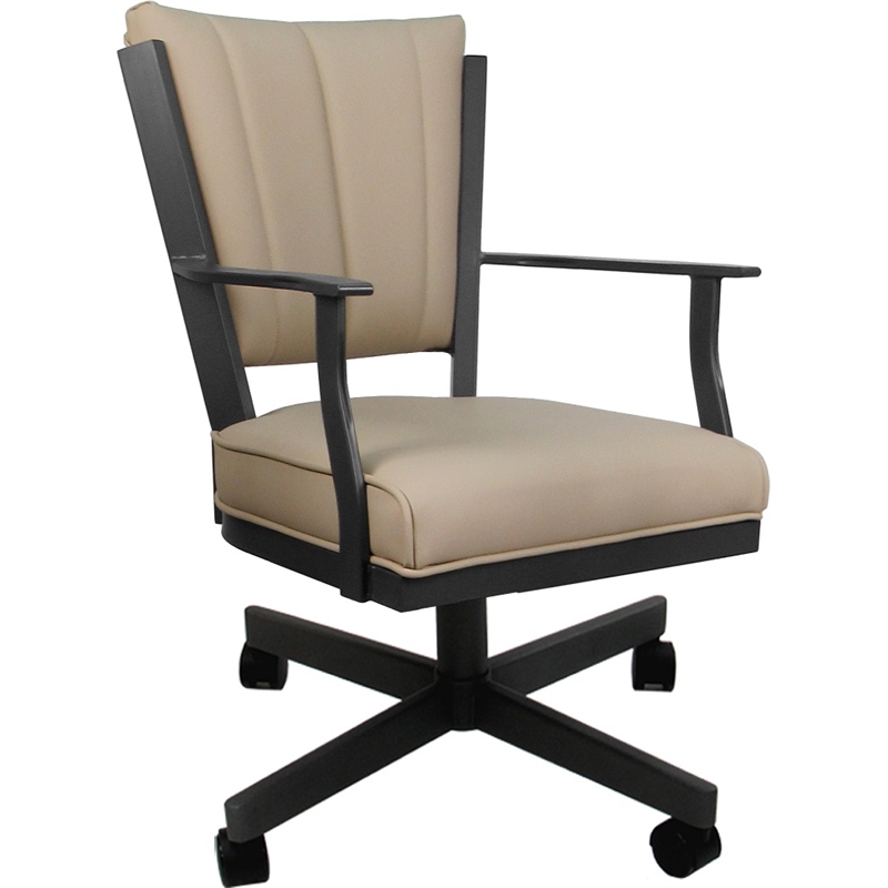 Leather Montana Dining Caster Chair Swivel Tilt - Tan on Grey