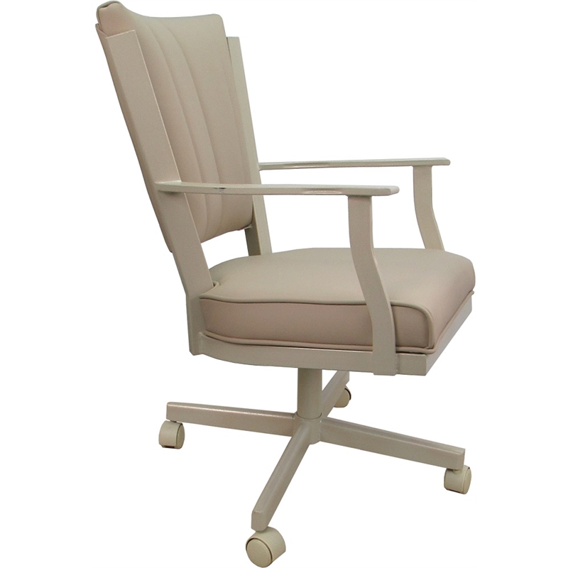 Leather Montana Dining Caster Chair Swivel Tilt - Tan on Beige