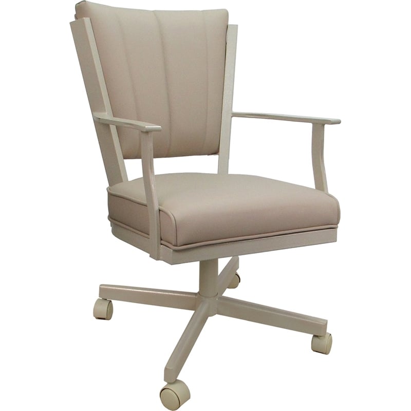 Leather Montana Dining Caster Chair Swivel Tilt - Tan on Beige