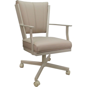 Leather Montana Dining Caster Chair Swivel Tilt - Tan on Beige