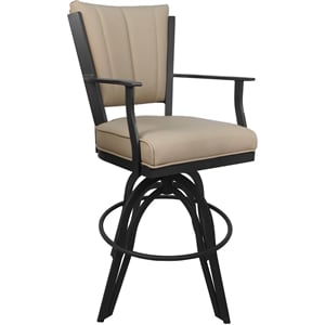 Leather Counter Swivel Metal Bar Stool Montana 26&quot Seat - Tan on Grey