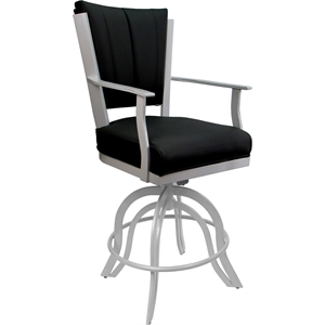 Leather Swivel Metal Bar Stool Montana 30&quot Seat - Black on White