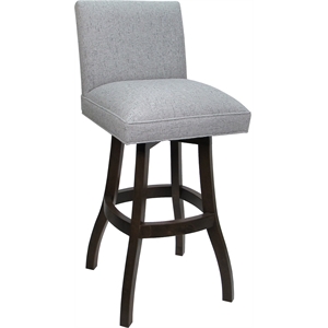 Solid Wood Bar Stool Sommerville 30&quot Seat - Hemsath Slate Fabric - Dark Walnut