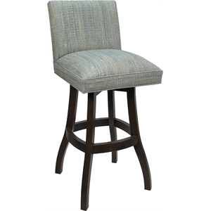 Solid Wood Bar Stool Sommerville 30&quot Seat - Aquatint Teal Fabric - Dark Walnut