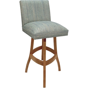 Solid Wood Bar Stool Sommerville 30&quot Seat - Watusi Aquatint Teal Fabric - Honey