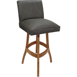 Solid Wood Bar Stool Sommerville 30&quot Seat - Elk Charcoal Fabric - Honey