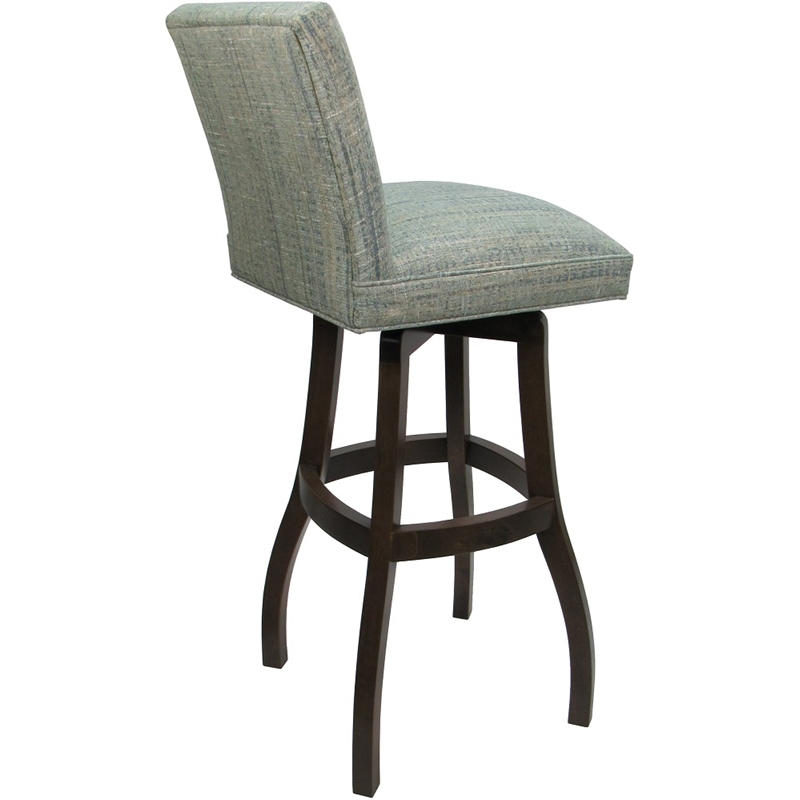 Extra Tall Solid Wood Bar Stool Sommerville - Aquatint Teal Fabric - Dark Walnut