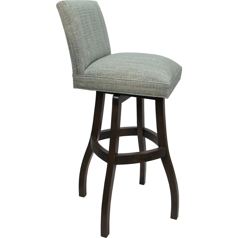 Extra Tall Solid Wood Bar Stool Sommerville - Aquatint Teal Fabric - Dark Walnut