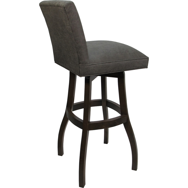 Extra Tall Solid Wood Bar Stool Sommerville - Elk Charcoal Fabric - Dark Walnut