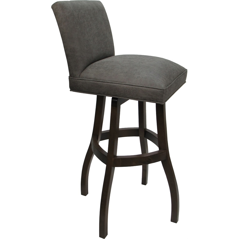 Extra Tall Solid Wood Bar Stool Sommerville - Elk Charcoal Fabric - Dark Walnut