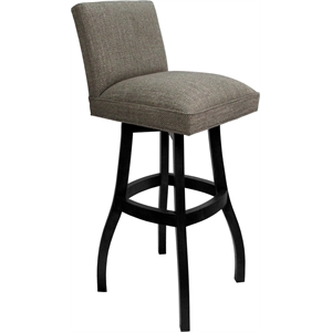 Extra Tall Solid Wood Bar Stool Sommerville 34&quot - Plumley Cocoa Fabric - Black