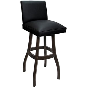 Extra Tall Solid Wood Bar Stool Sommerville 34&quot Seat - Black Vinyl - Dark Walnut