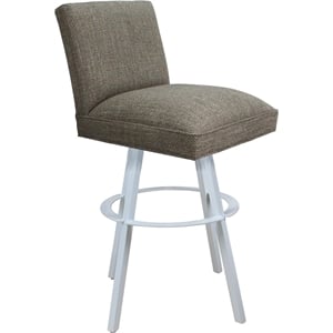 Swivel Metal Counter Stool Sommerville 26&quot Seat - Plumley Cocoa Fabric - White