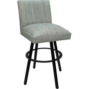 Swivel Metal Bar Stool Sommerville 30&quot Seat -Watusi Aquatint Teal Fabric - Black