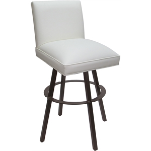 Swivel Metal Bar Stool Sommerville 30&quot Seat - White Vinyl - Brown