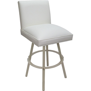 Swivel Metal Extra Tall Stool Sommerville 34&quot Seat - White Vinyl - Beige