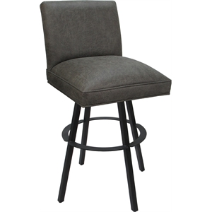 Swivel Metal Extra Tall Stool Sommerville 34&quot Seat - Elk Charcoal Fabric - Gray