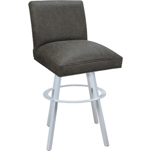 Swivel Metal Extra Tall Stool Sommerville 34&quot Seat - Elk Charcoal Fabric - White