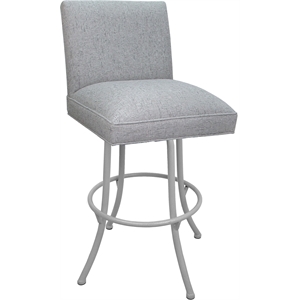 Swivel Metal Bar Stool Sommerville 30&quot Seat - Hemsath Slate Fabric - White Base