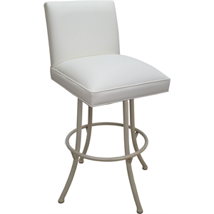 Swivel Metal Extra Tall Stool Sommerville 34&quot Seat - White Vinyl - Beige