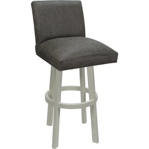 Swivel Wood Counter Stool Sommerville 26&quot Seat - NW Elk Charcoal Fabric - White