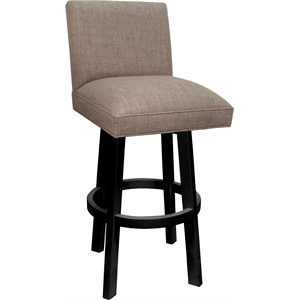 Swivel Wood Counter Stool Sommerville 26&quot Seat - Basin Beige Fabric - Black Base