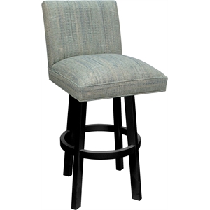 Swivel Wood Counter Stool Sommerville 26&quot Seat - Watusi Aqua Teal Fabric - Black