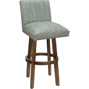 Swivel Wood Counter Stool Sommerville 26&quot Seat - Watusi Aqua Teal Fabric - Moca
