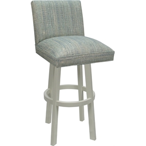 Swivel Wood Counter Stool Sommerville 26&quot Seat - Watusi Aqua Teal Fabric - White