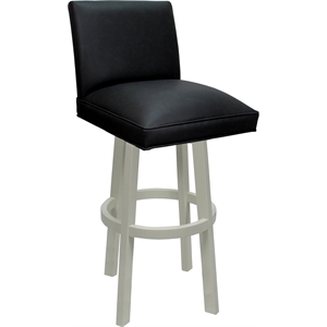 Swivel Wood Bar Stool Sommerville 30&quot Seat - Black Vinyl - White