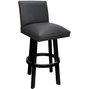 Swivel Wood Bar Stool Sommerville 30&quot Seat - Gray Vinyl - Black